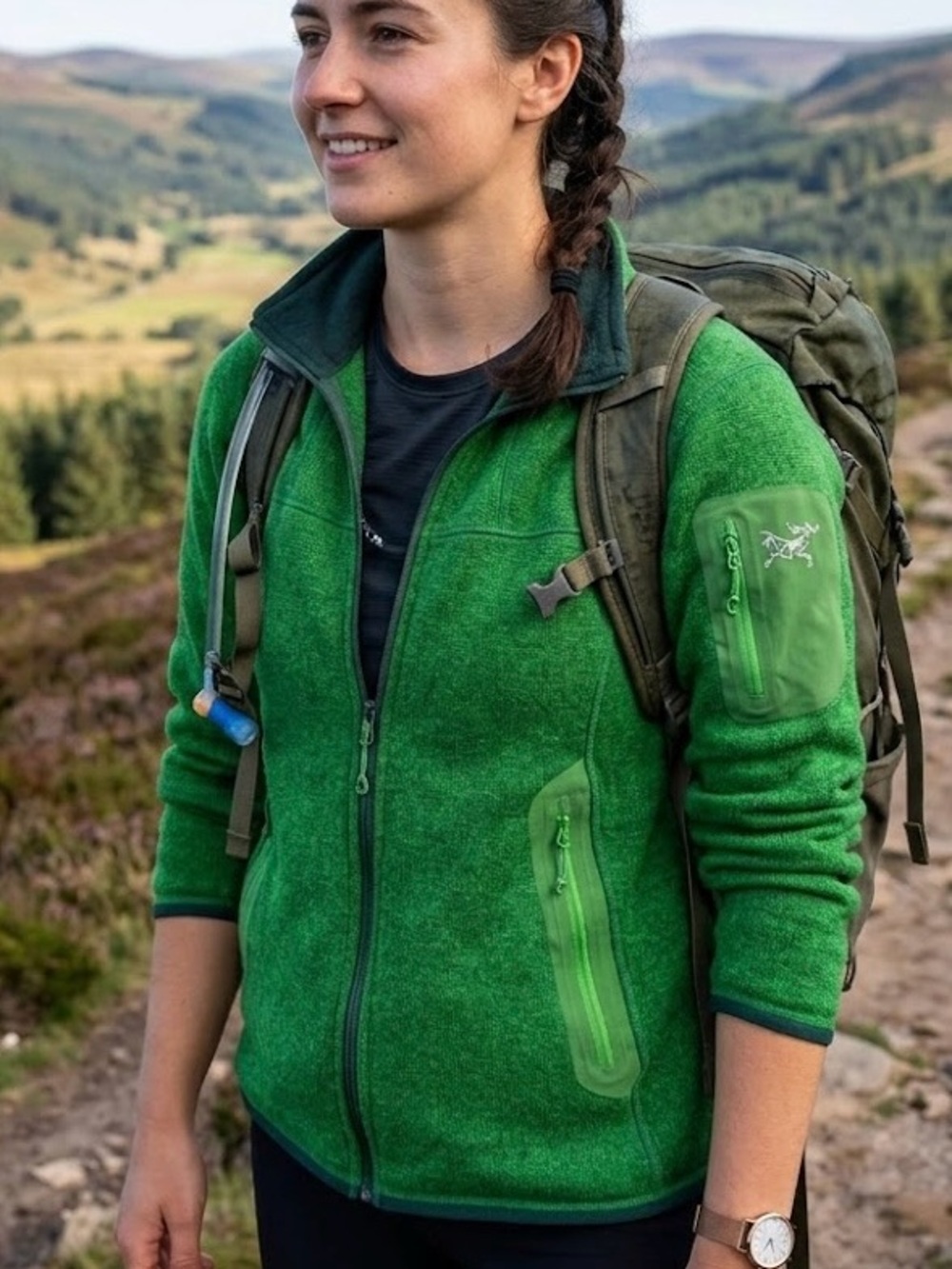 Arc'teryx Women's Green Full-Zip Fleece Utility Jacket